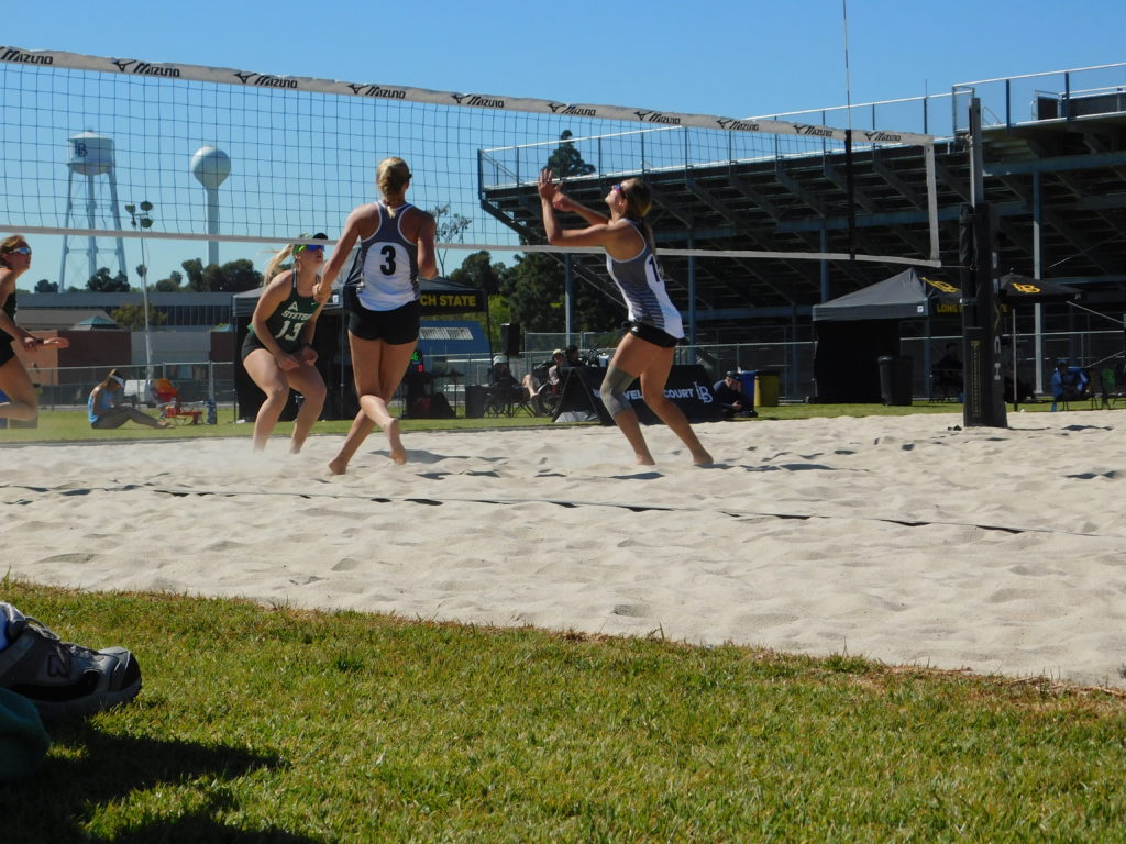 Holland Jackson, Sydney Stevens, Karin Zolnercikova beach volleyball LBSU Stetson