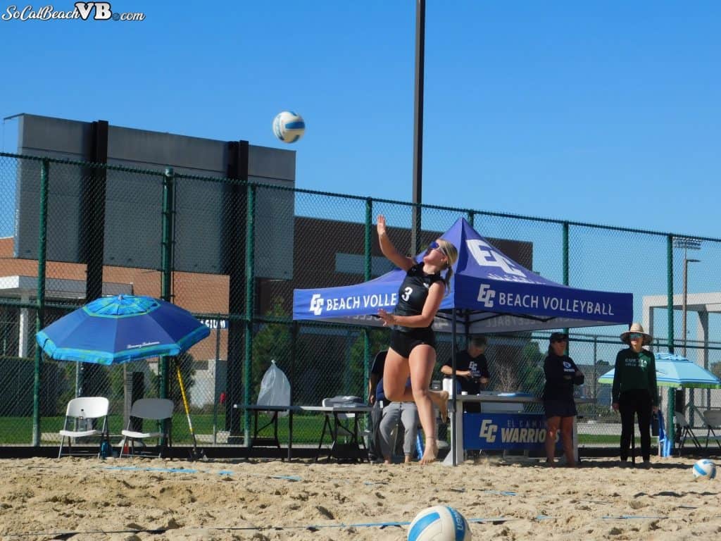 Historic first serve of the Cuesta Beach Volleyball program, at El Camino College, Jan. 26, 2024 - socalbeachvb.com was there -